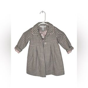 CAMILLA GIRLS BABY PINK GRAY WOOL BLEND HOUNDSTOOTH JACKET SIZE 24M